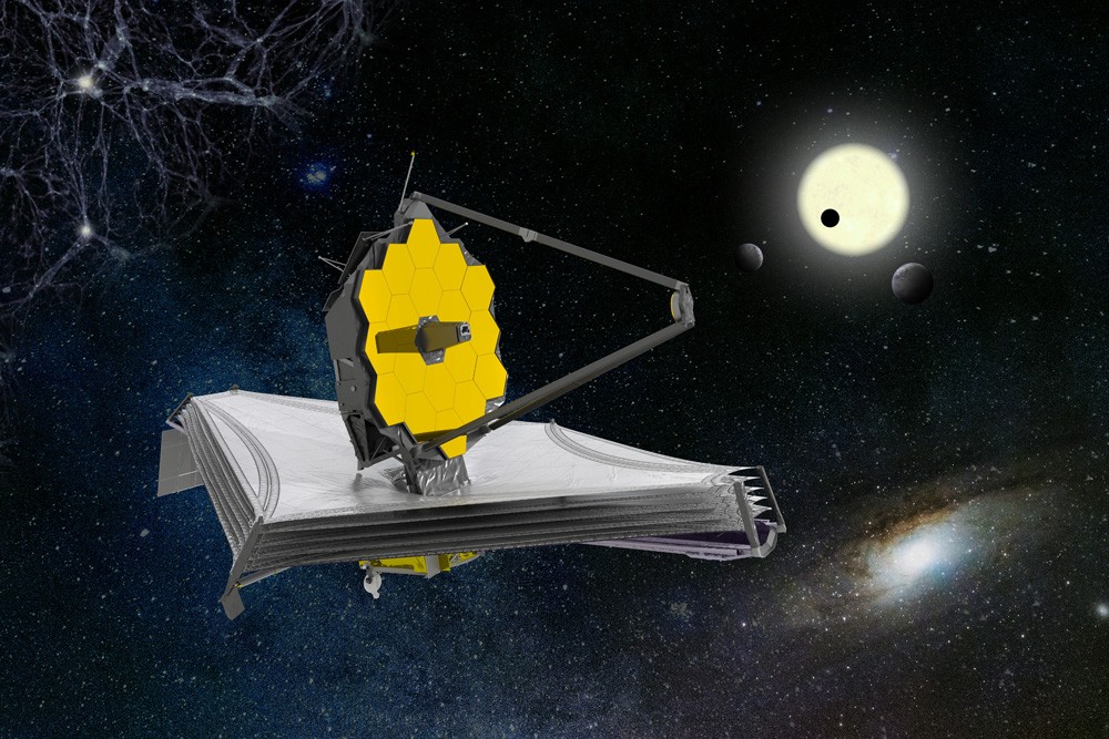 Visualisierung des James-Webb-Weltraumteleskops.
